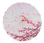 Solparaply/ parasol - hvid med pink flora
